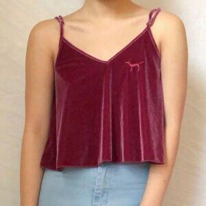 Victoria’s Secret PINK Top Size XS Dog Logo Cropped Velvet Swing Tank Top Cami